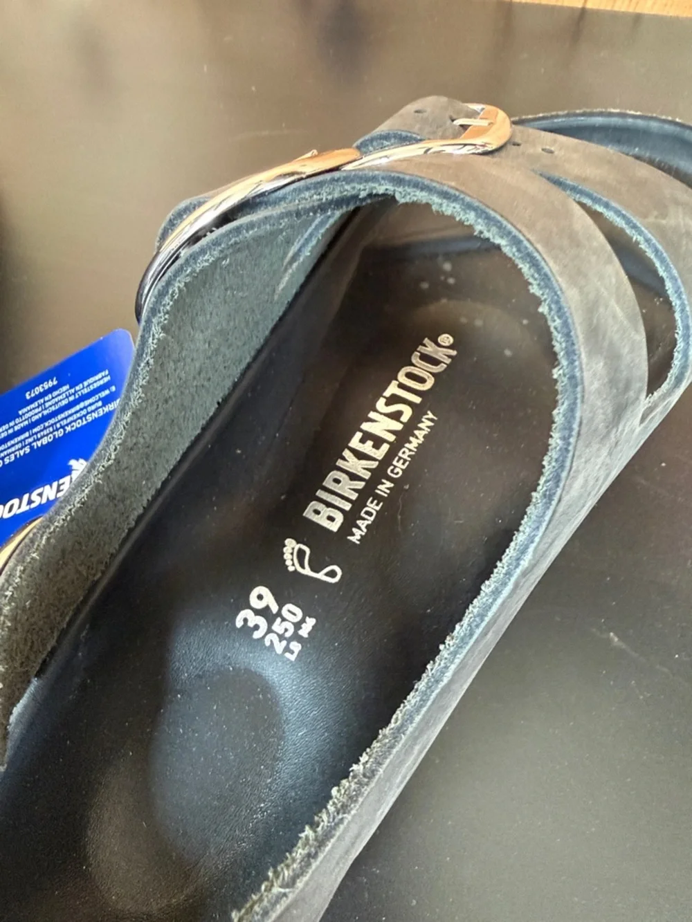Birkenstock Black Suede Double Strap Sandals with Buckles - Picture 7 of 9